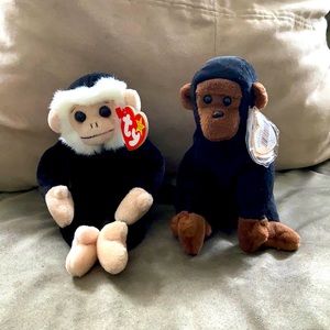 SET OF TWO BEANIE BABY MONKEYS